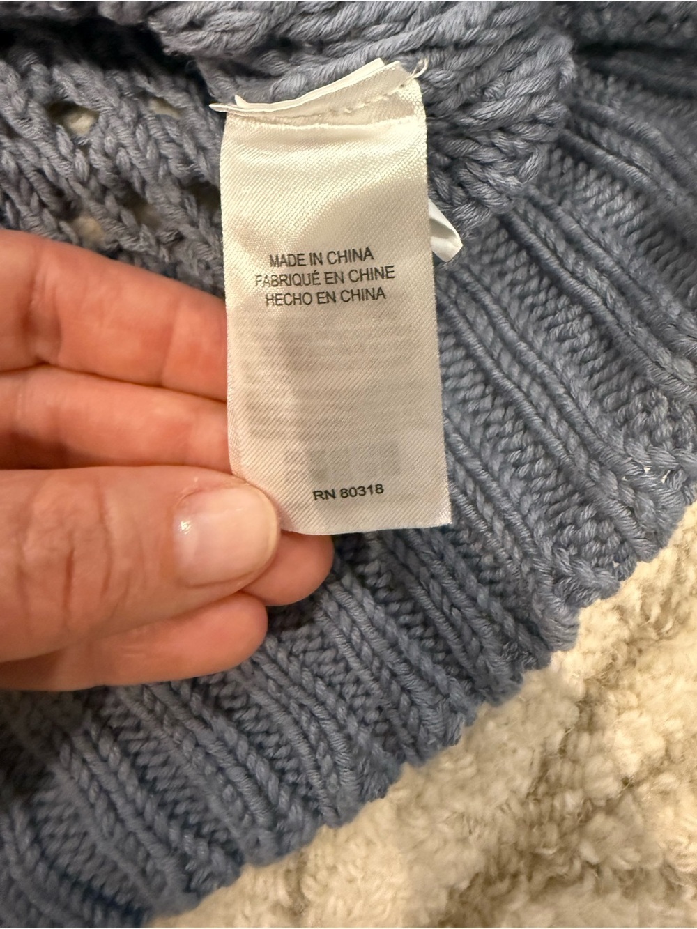 Lucky Brand Blue Open Knit Crochet Sweater XS - Picture 5 of 8